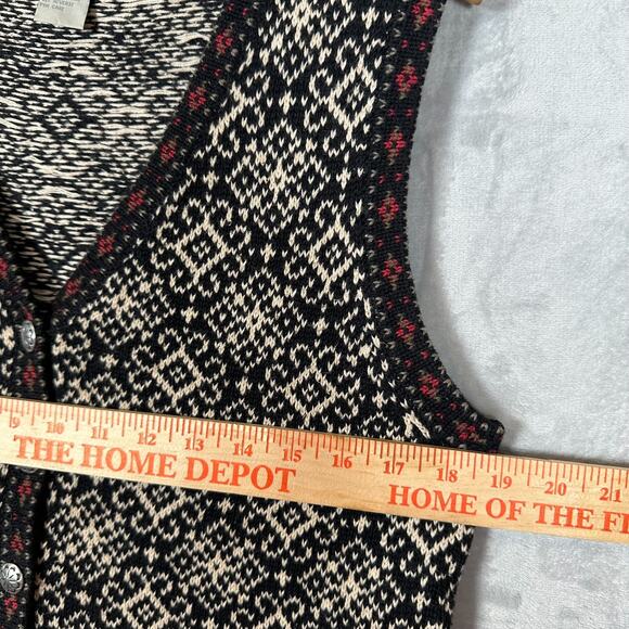 Nomadic Traders Sweater Vest Womens M Black White Nordic Buttons Knit Snowflake - Picture 8 of 13